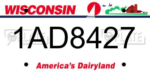 1AD8427 Wisconsin License Plate