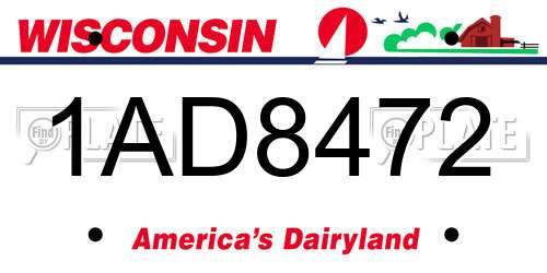 1AD8472 Wisconsin License Plate