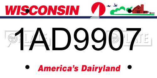 1AD9907 Wisconsin License Plate