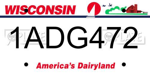 1ADG472 Wisconsin License Plate