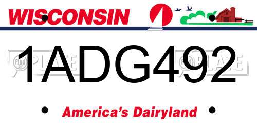 1ADG492 Wisconsin License Plate
