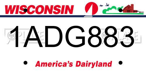 1ADG883 Wisconsin License Plate