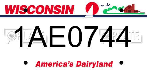 1AE0744 Wisconsin License Plate