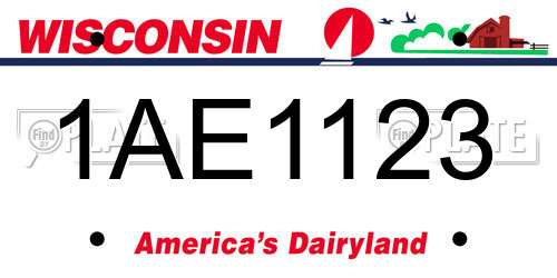 1AE1123 Wisconsin License Plate