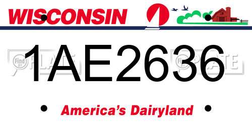 1AE2636 Wisconsin License Plate