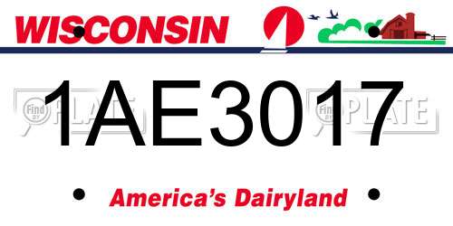 1AE3017 Wisconsin License Plate