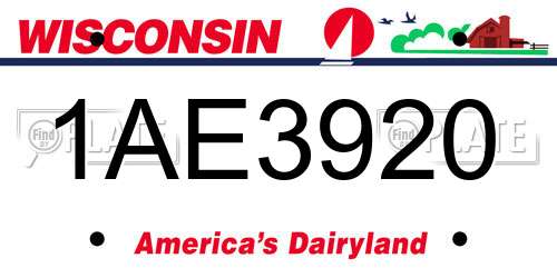 1AE3920 Wisconsin License Plate