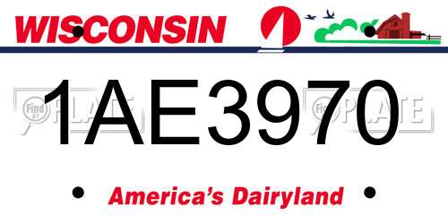 1AE3970 Wisconsin License Plate