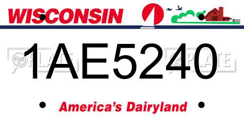 1AE5240 Wisconsin License Plate