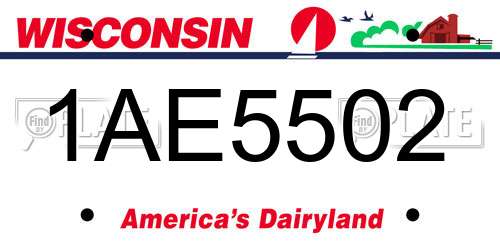 1AE5502 Wisconsin License Plate