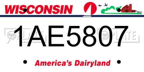 1AE5807 Wisconsin License Plate