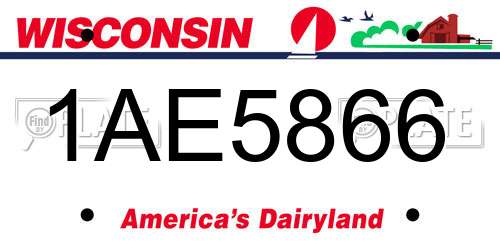 1AE5866 Wisconsin License Plate