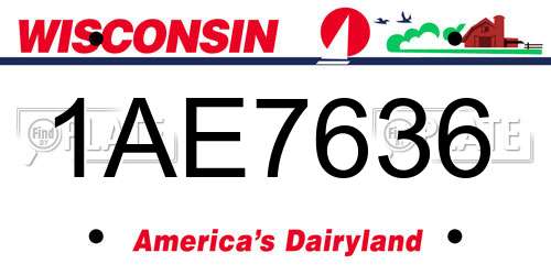 1AE7636 Wisconsin License Plate