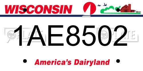 1AE8502 Wisconsin License Plate