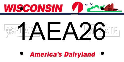 1AEA26 Wisconsin License Plate