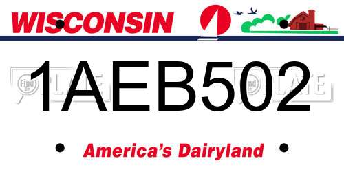 1AEB502 Wisconsin License Plate