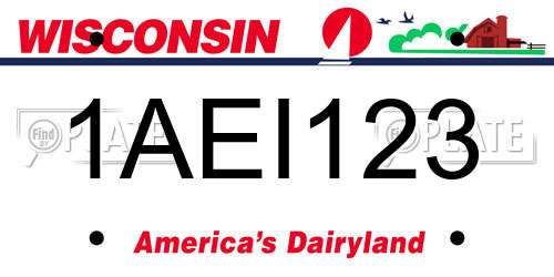 1AEI123 Wisconsin License Plate