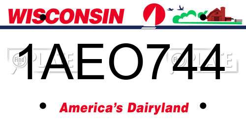 1AEO744 Wisconsin License Plate
