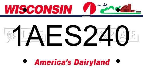 1AES240 Wisconsin License Plate