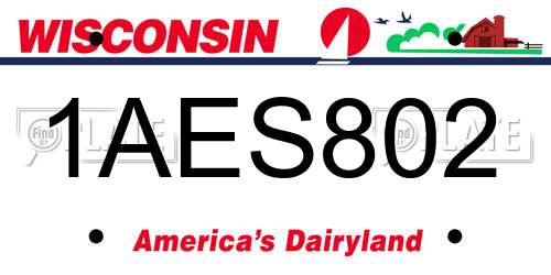 1AES802 Wisconsin License Plate