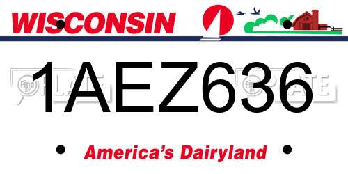 1AEZ636 Wisconsin License Plate