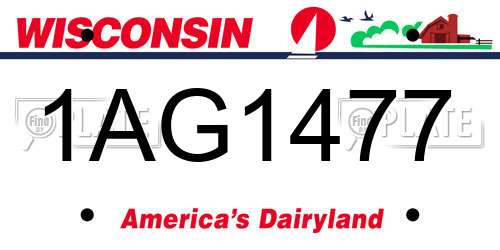 1AG1477 Wisconsin License Plate