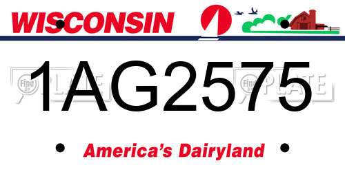 1AG2575 Wisconsin License Plate