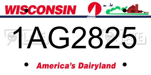 1AG2825 Wisconsin License Plate