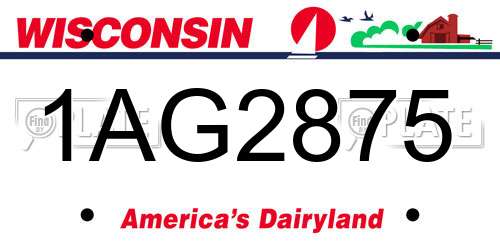1AG2875 Wisconsin License Plate