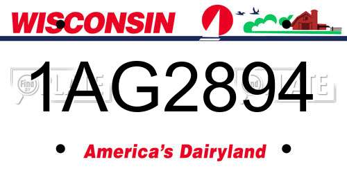 1AG2894 Wisconsin License Plate