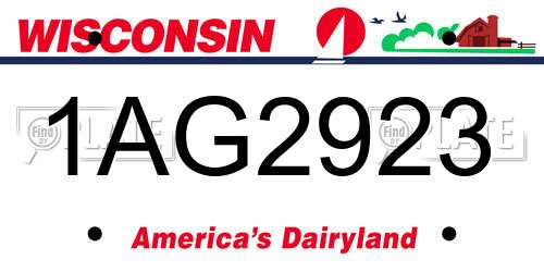 1AG2923 Wisconsin License Plate