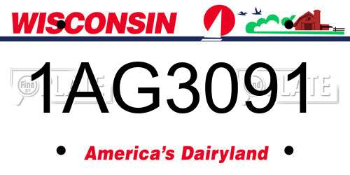 1AG3091 Wisconsin License Plate