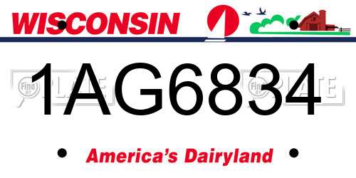1AG6834 Wisconsin License Plate