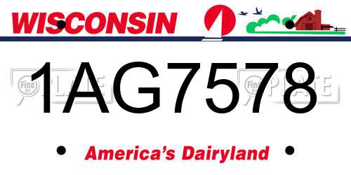 1AG7578 Wisconsin License Plate