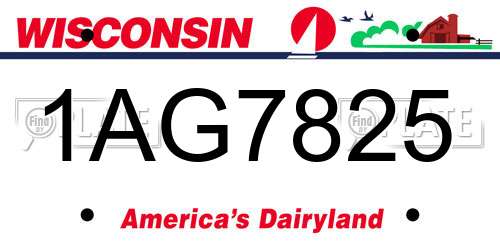 1AG7825 Wisconsin License Plate