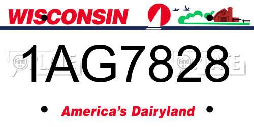 1AG7828 Wisconsin License Plate