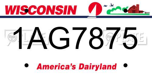 1AG7875 Wisconsin License Plate