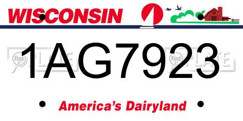 1AG7923 Wisconsin License Plate