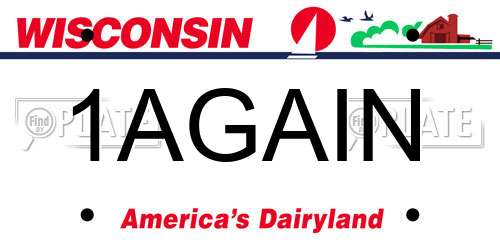 1AGAIN Wisconsin License Plate