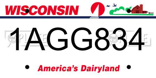 1AGG834 Wisconsin License Plate