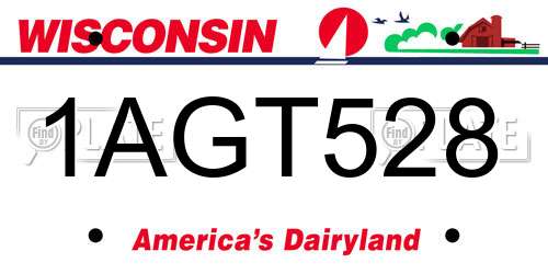 1AGT528 Wisconsin License Plate
