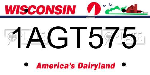 1AGT575 Wisconsin License Plate