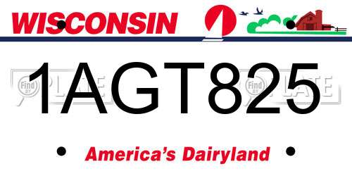 1AGT825 Wisconsin License Plate