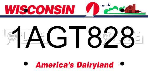 1AGT828 Wisconsin License Plate