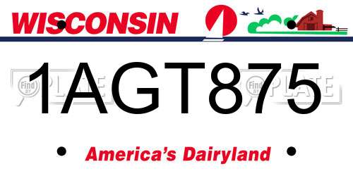 1AGT875 Wisconsin License Plate