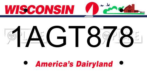 1AGT878 Wisconsin License Plate
