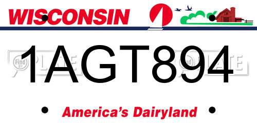 1AGT894 Wisconsin License Plate