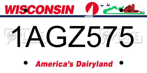 1AGZ575 Wisconsin License Plate