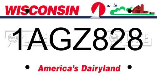 1AGZ828 Wisconsin License Plate