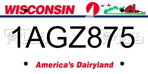 1AGZ875 Wisconsin License Plate